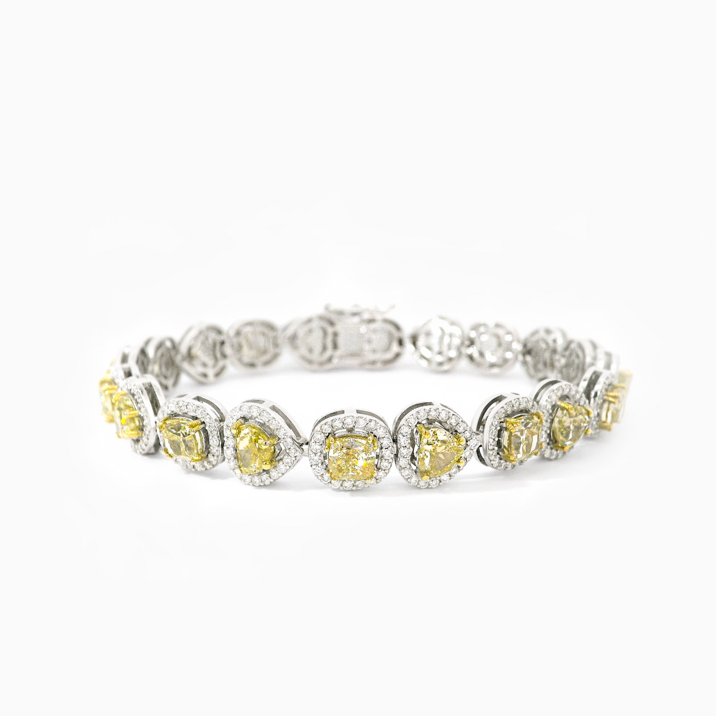 Fancy Intense Yellow Cushion&Heart Shape Diamond Bracelet