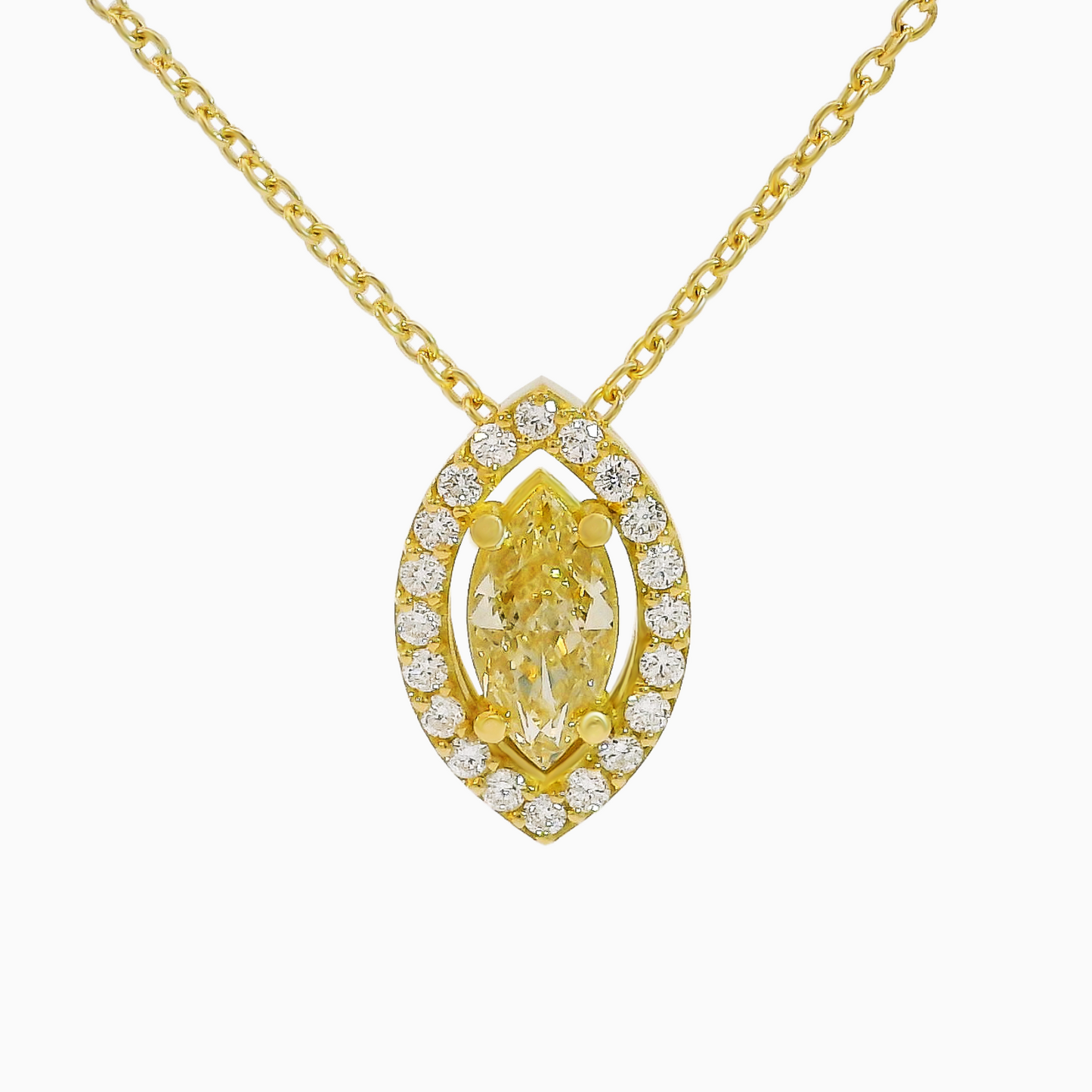 Fancy Intense Yellow Marquise Shape Diamond Necklace