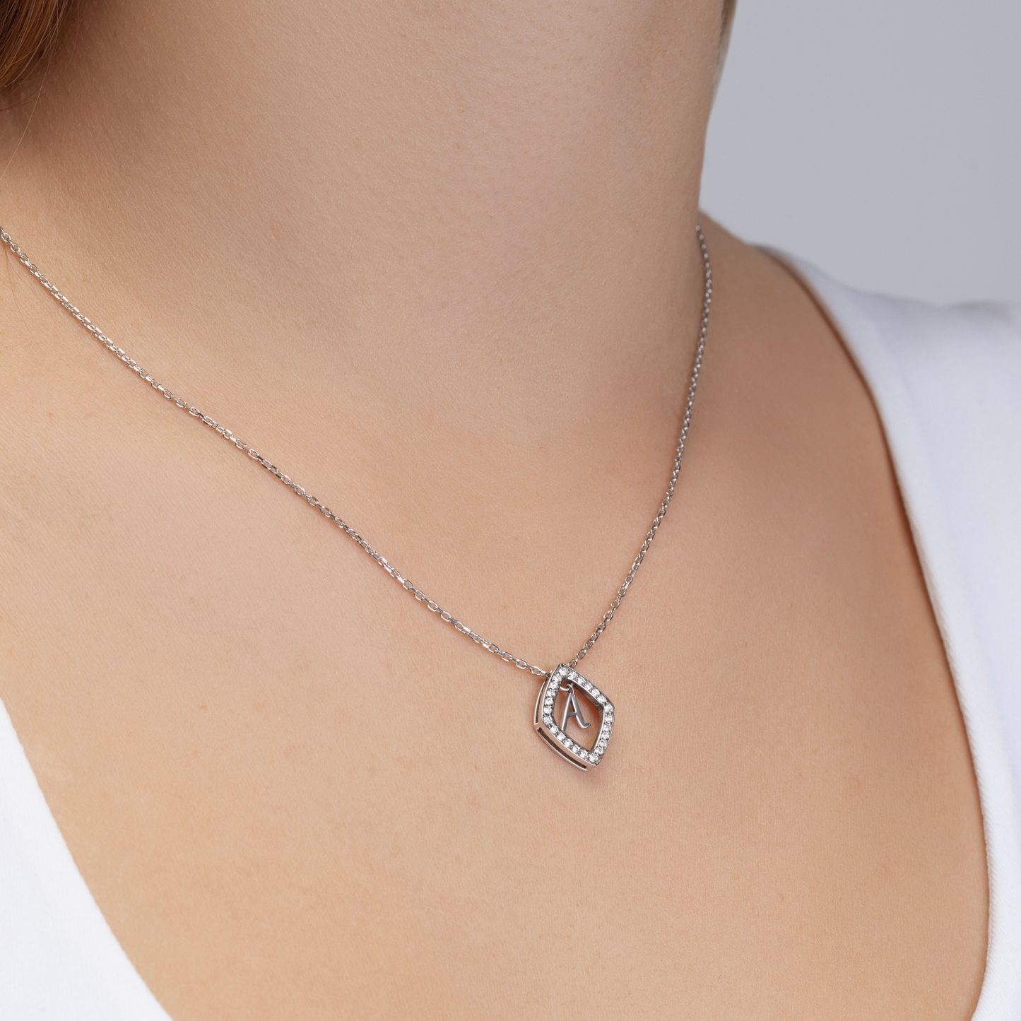 0.43ct A Letter Diamond Necklace