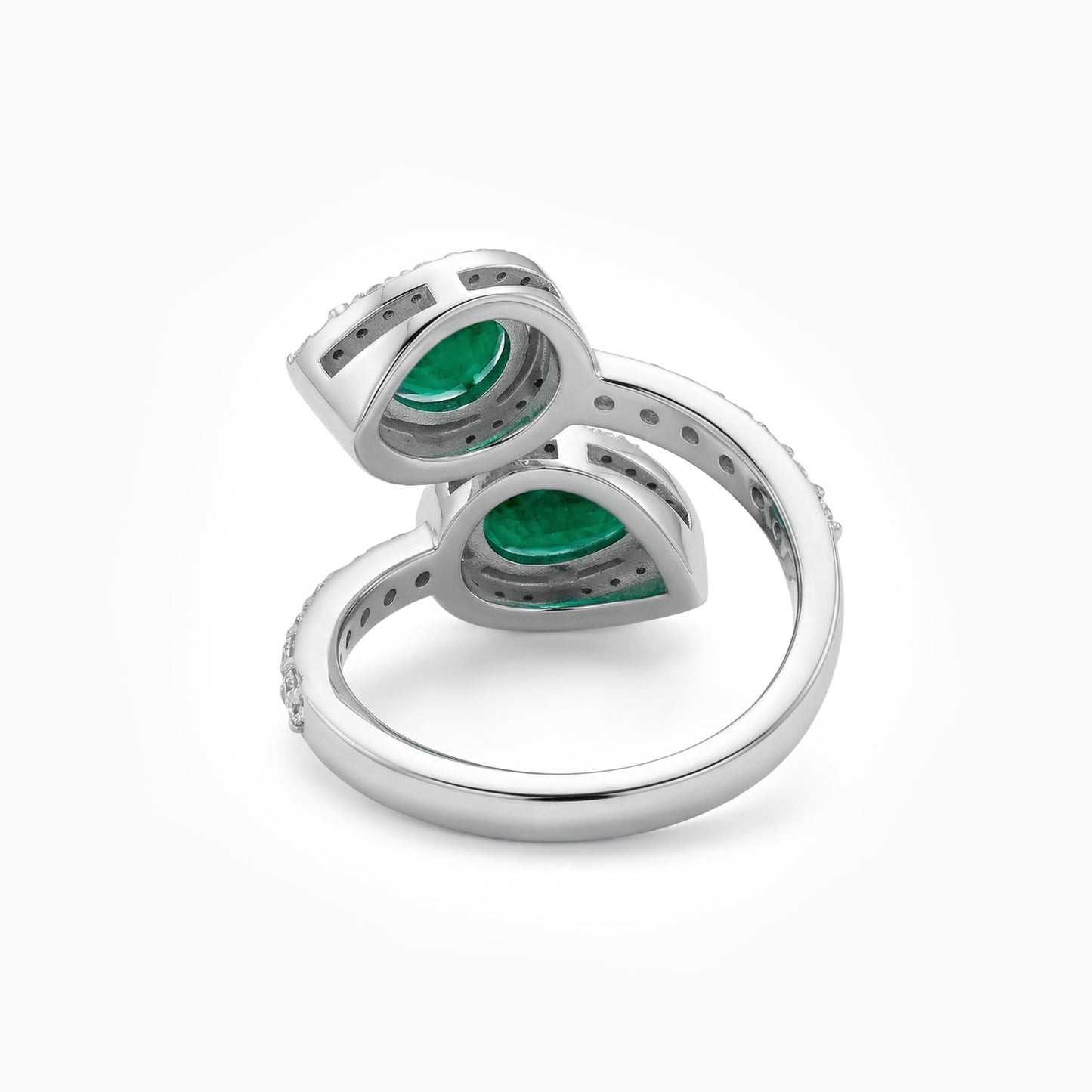 Two-Stone Drop-Shaped Emerald Ring
