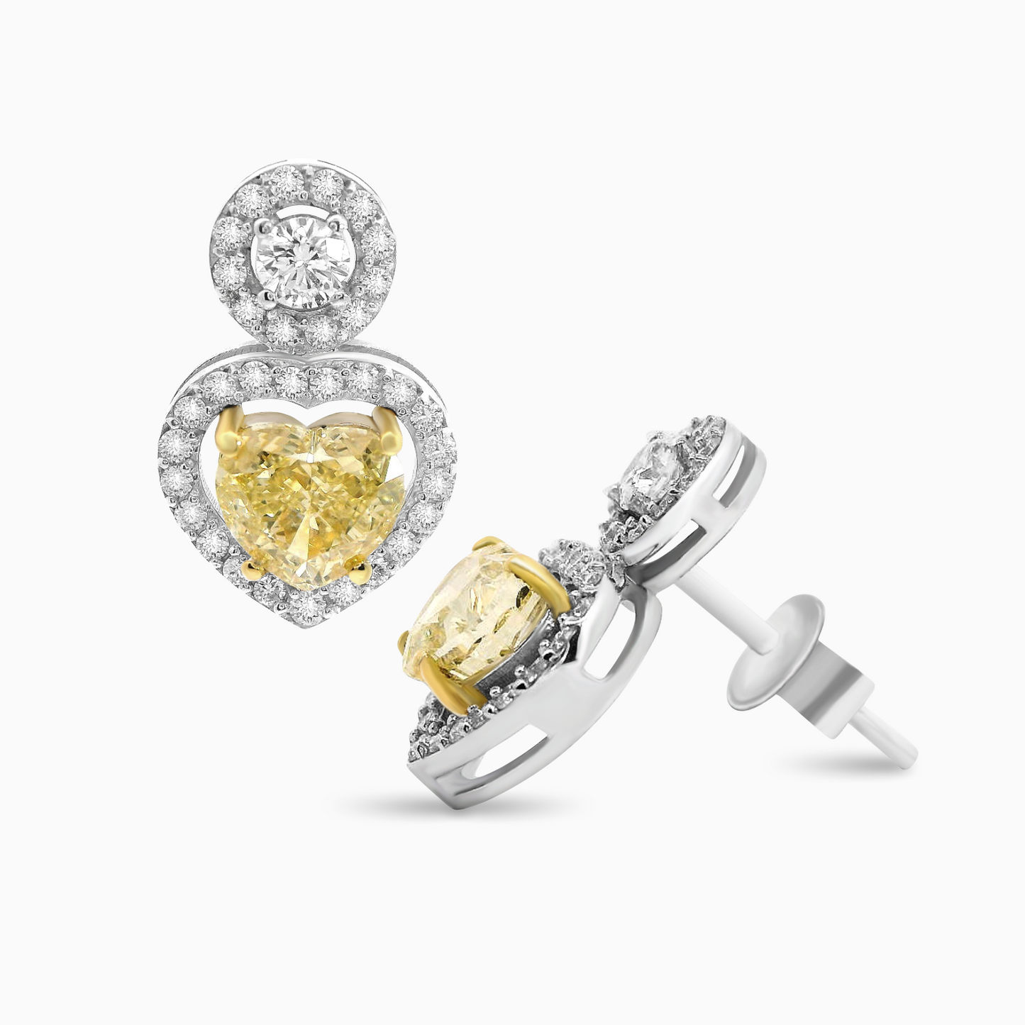 Fancy Intense Yellow Heart Shape Diamond Earrings