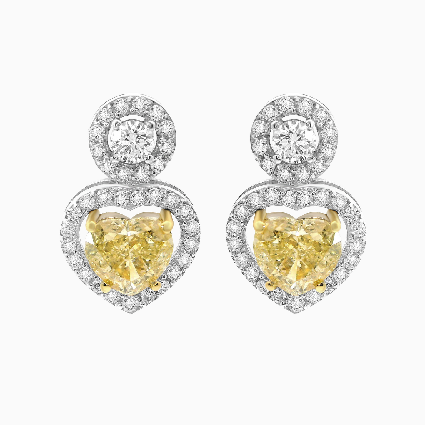 Fancy Intense Yellow Heart Shape Diamond Earrings