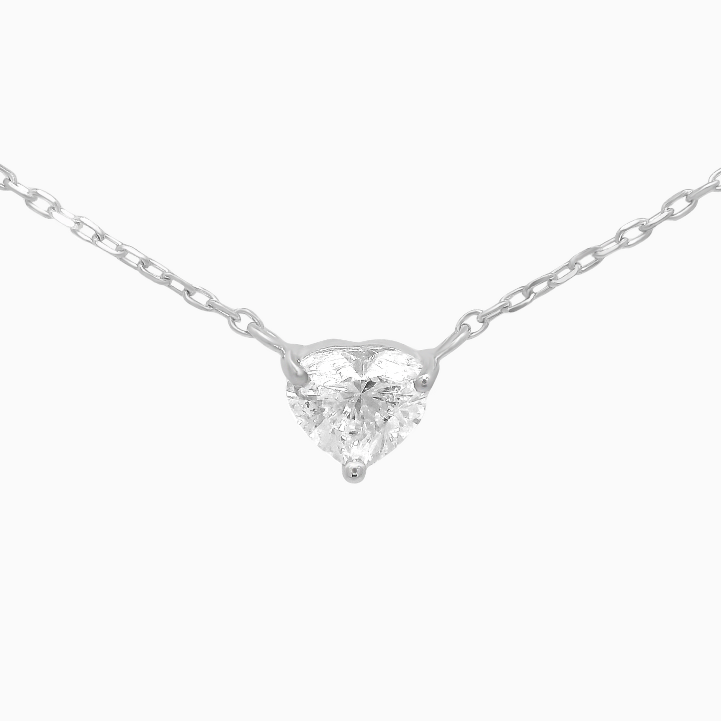 Minimal Heart Solitaire Necklace