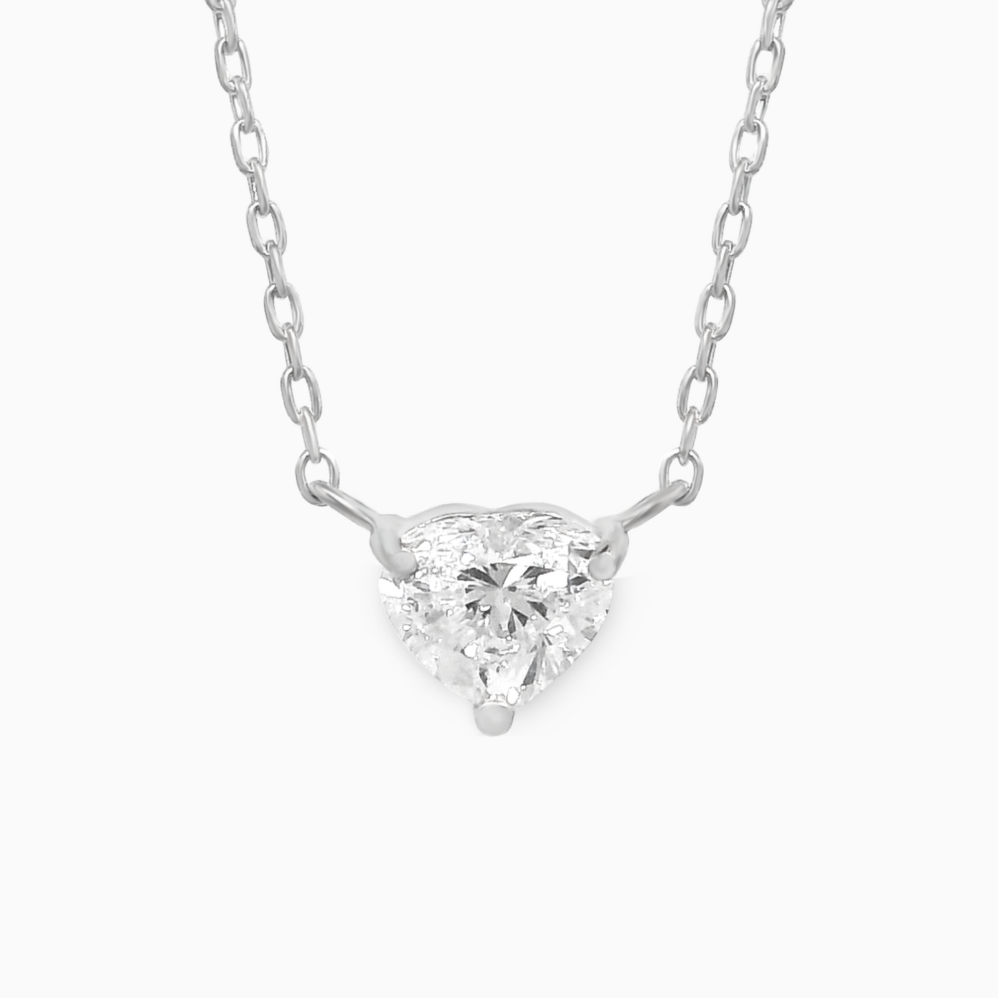 Minimal Heart Solitaire Necklace