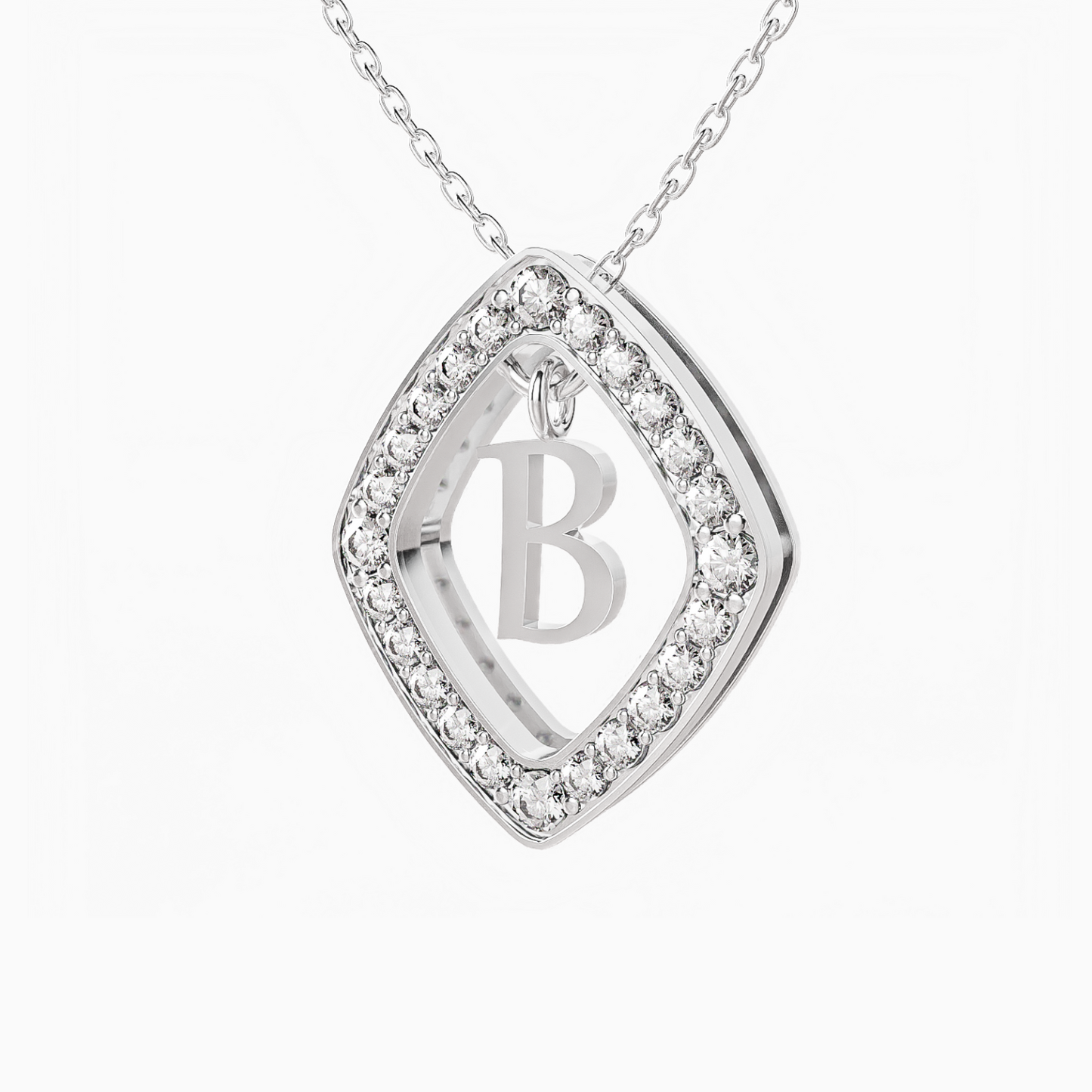 0.43ct B Letter Diamond Necklace