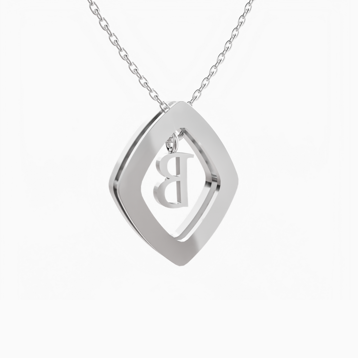 0.43ct B Letter Diamond Necklace