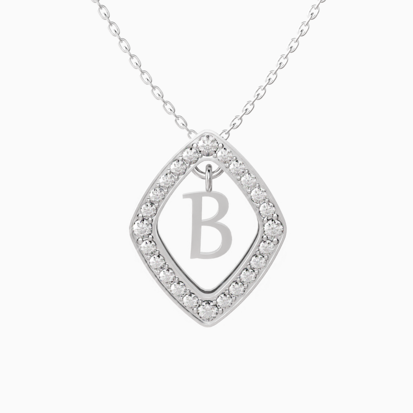 0.43ct B Letter Diamond Necklace