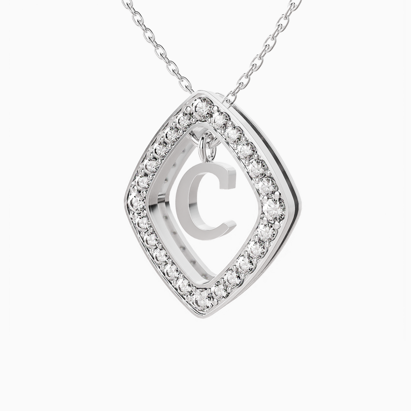 0.43ct C Letter Diamond Necklace