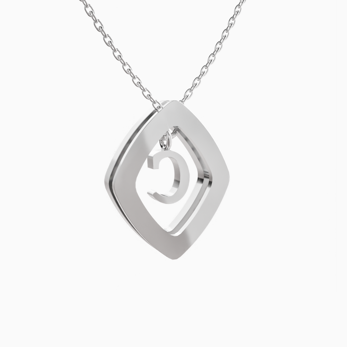 0.43ct C Letter Diamond Necklace