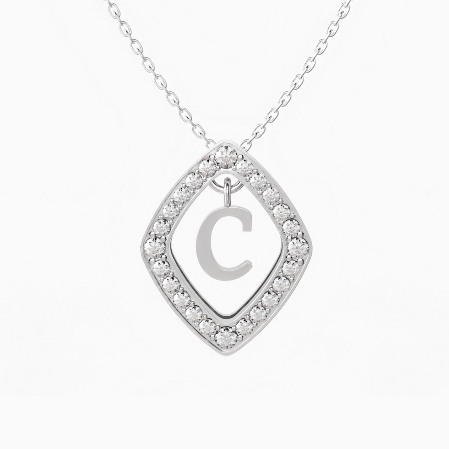 0.43ct C Letter Diamond Necklace