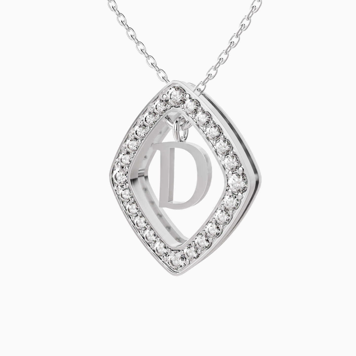 0.43ct D Letter Diamond Necklace