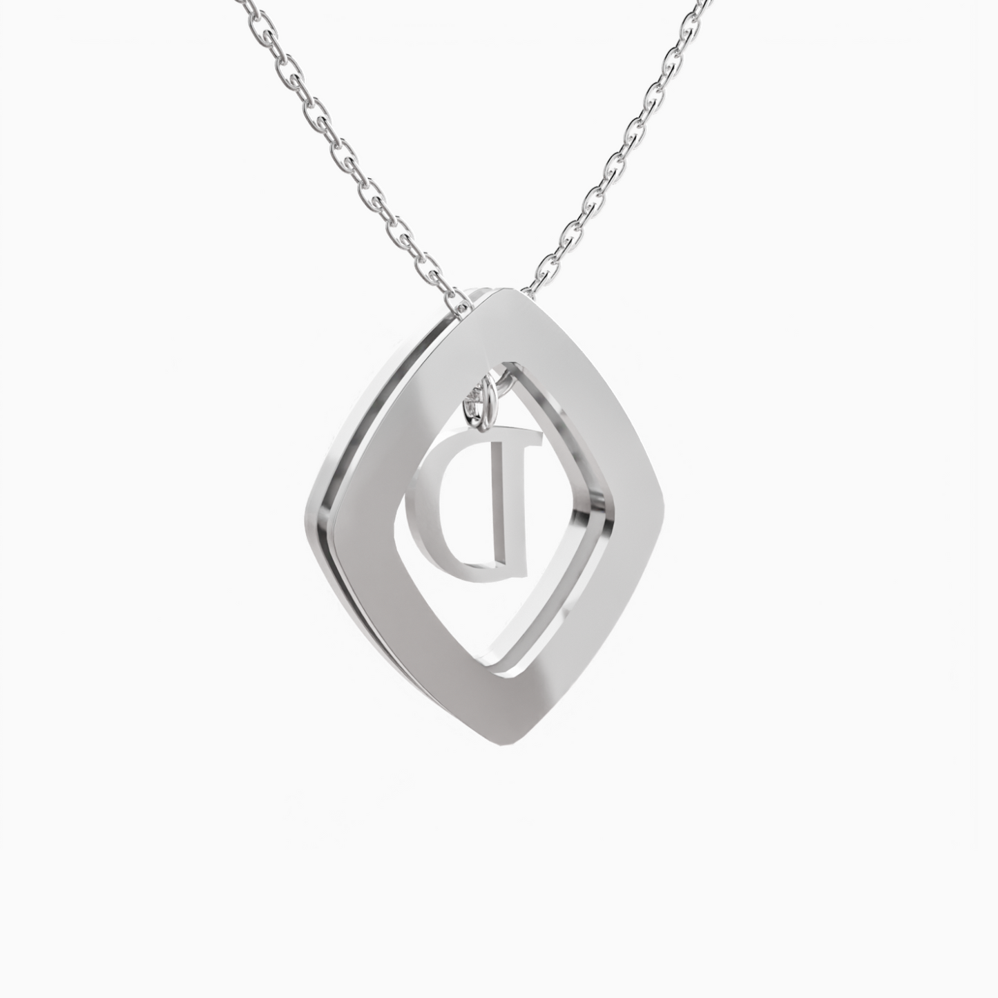 0.43ct D Letter Diamond Necklace