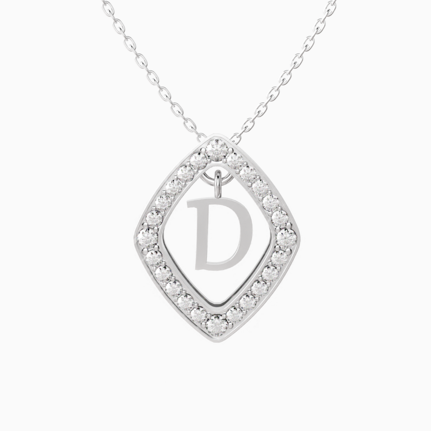 0.43ct D Letter Diamond Necklace