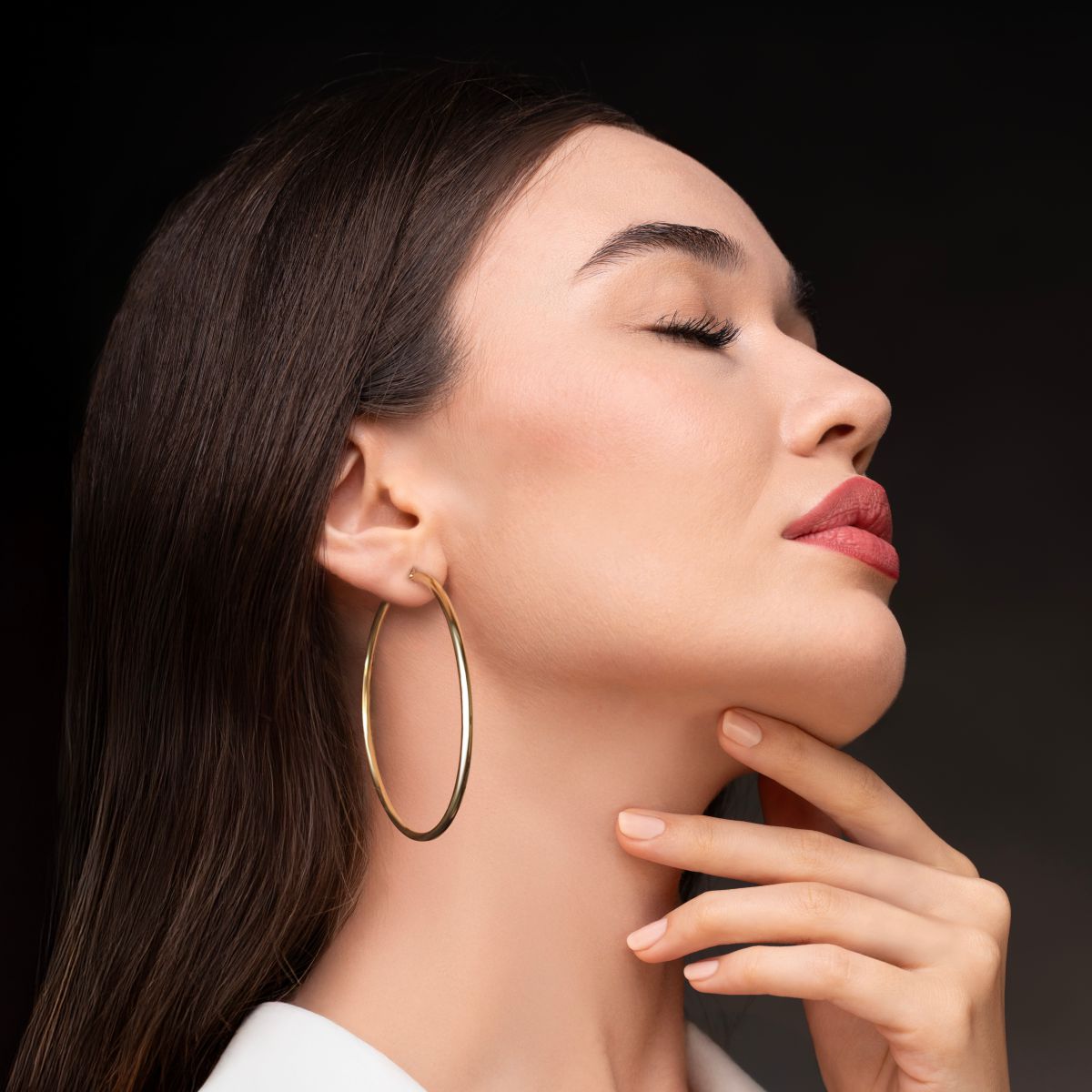 Grande Halka Sarı Altın Küpe