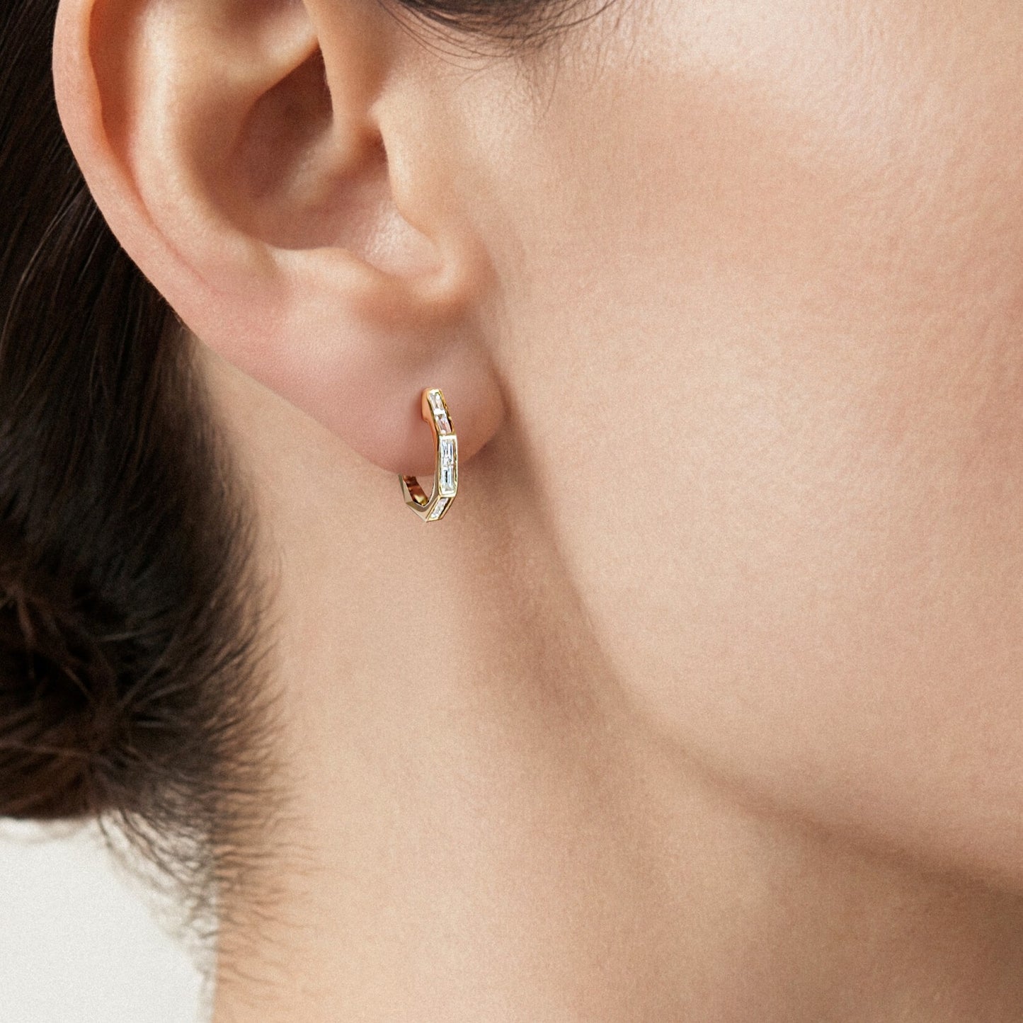 Diamond Baguette Hoop Earrings