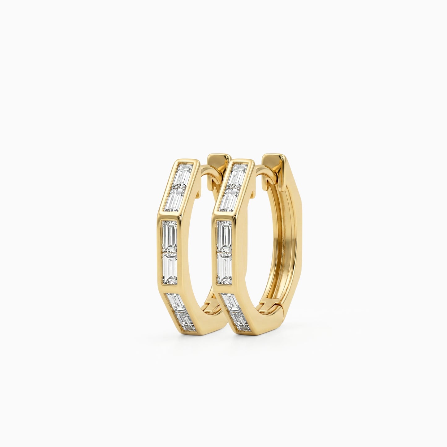 Diamond Baguette Hoop Earrings