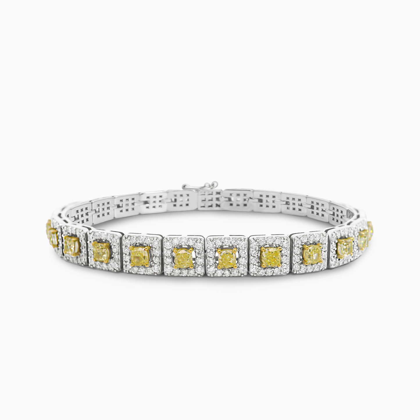Fancy Intense Yellow Cushion Shape Diamond Bracelet