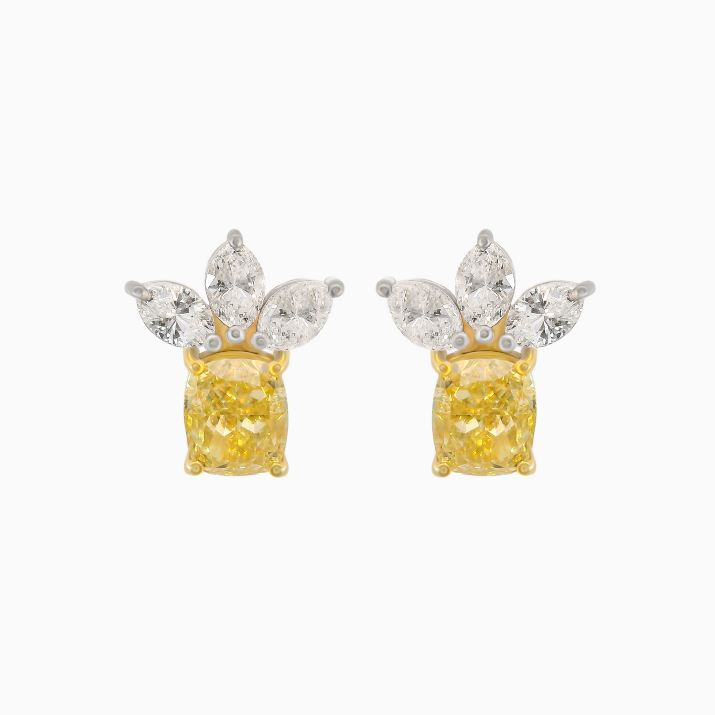 Fancy Intense Yellow Cushion Shape Diamond Earrings