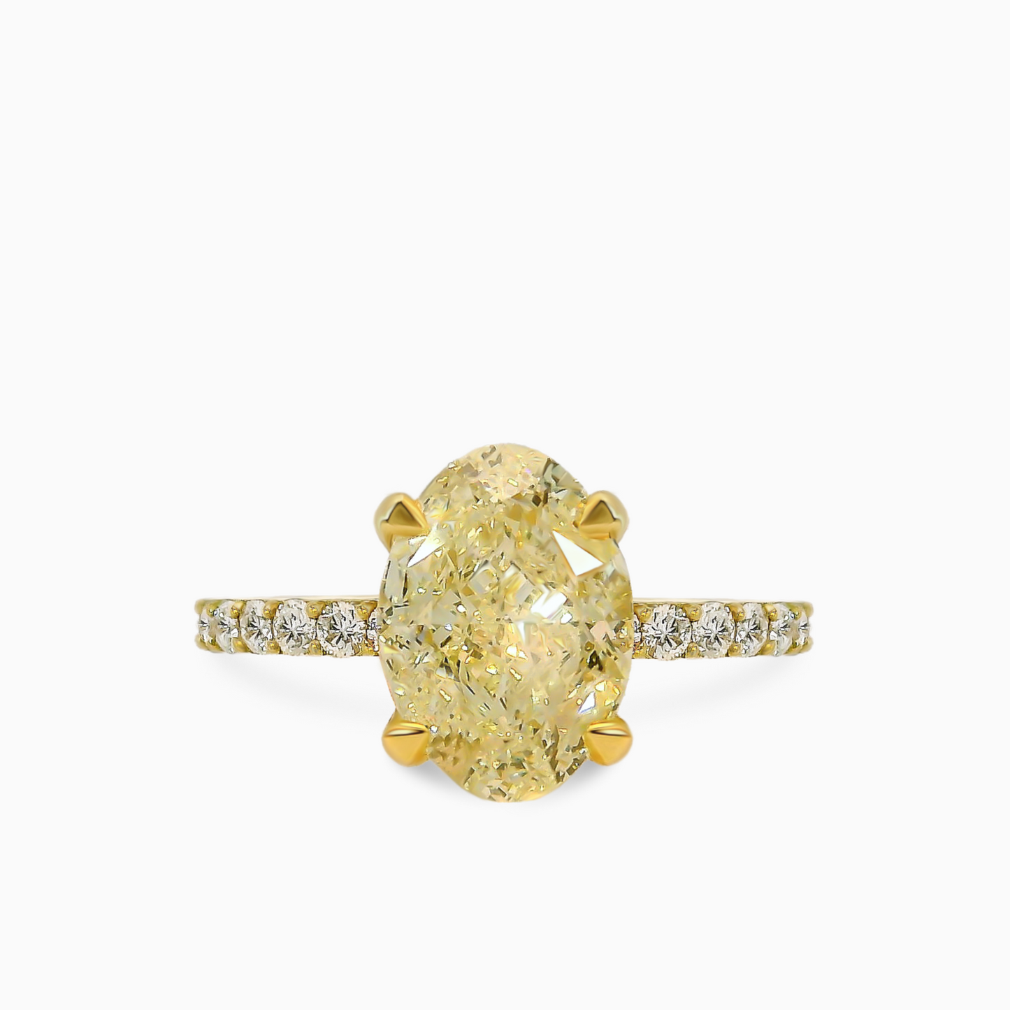 Fancy Intense Yellow Oval Shape Diamond Ring