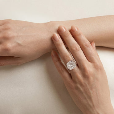 Double Halo Baguette Ring