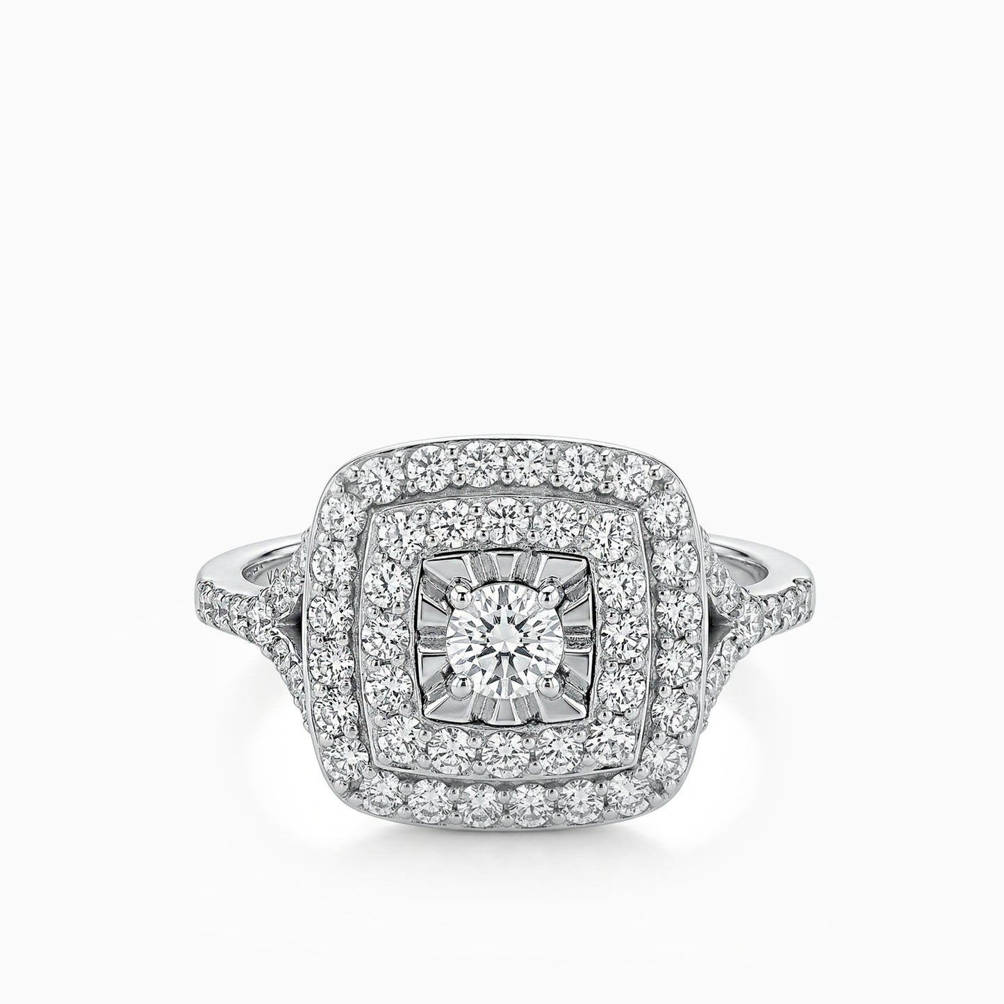 Double Halo Baguette Ring