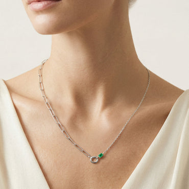 Baguette Cut Emerald Necklace