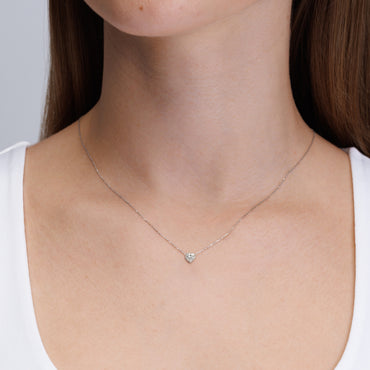 Minimal Heart Solitaire Necklace