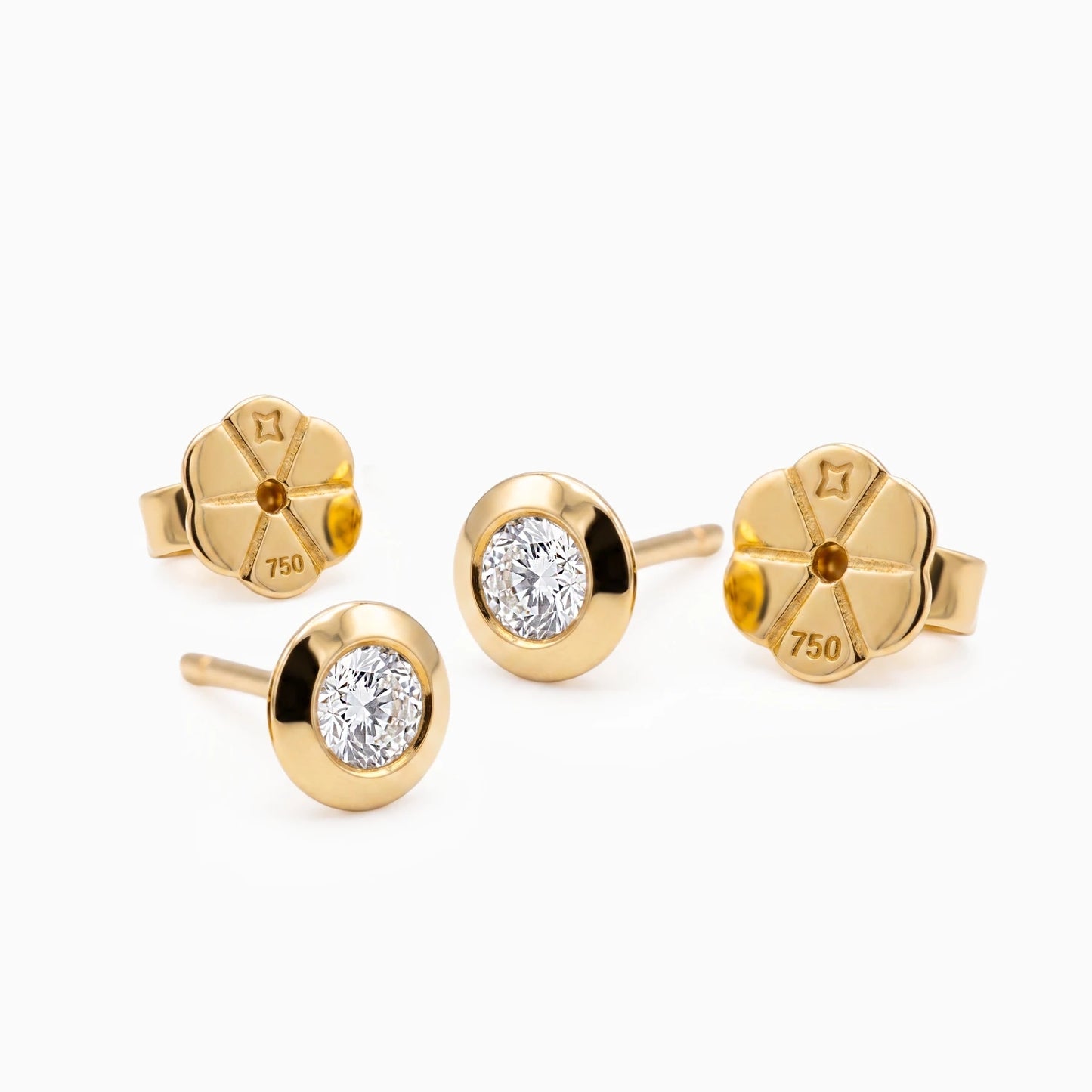 0.37 Carat Bezel Set Diamond Stud Earrings