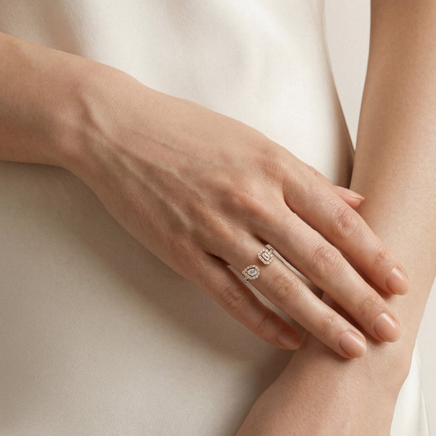 Pear&Baguette Open Ring