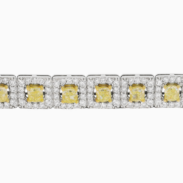 Fancy Intense Yellow Cushion Shape Diamond Bracelet