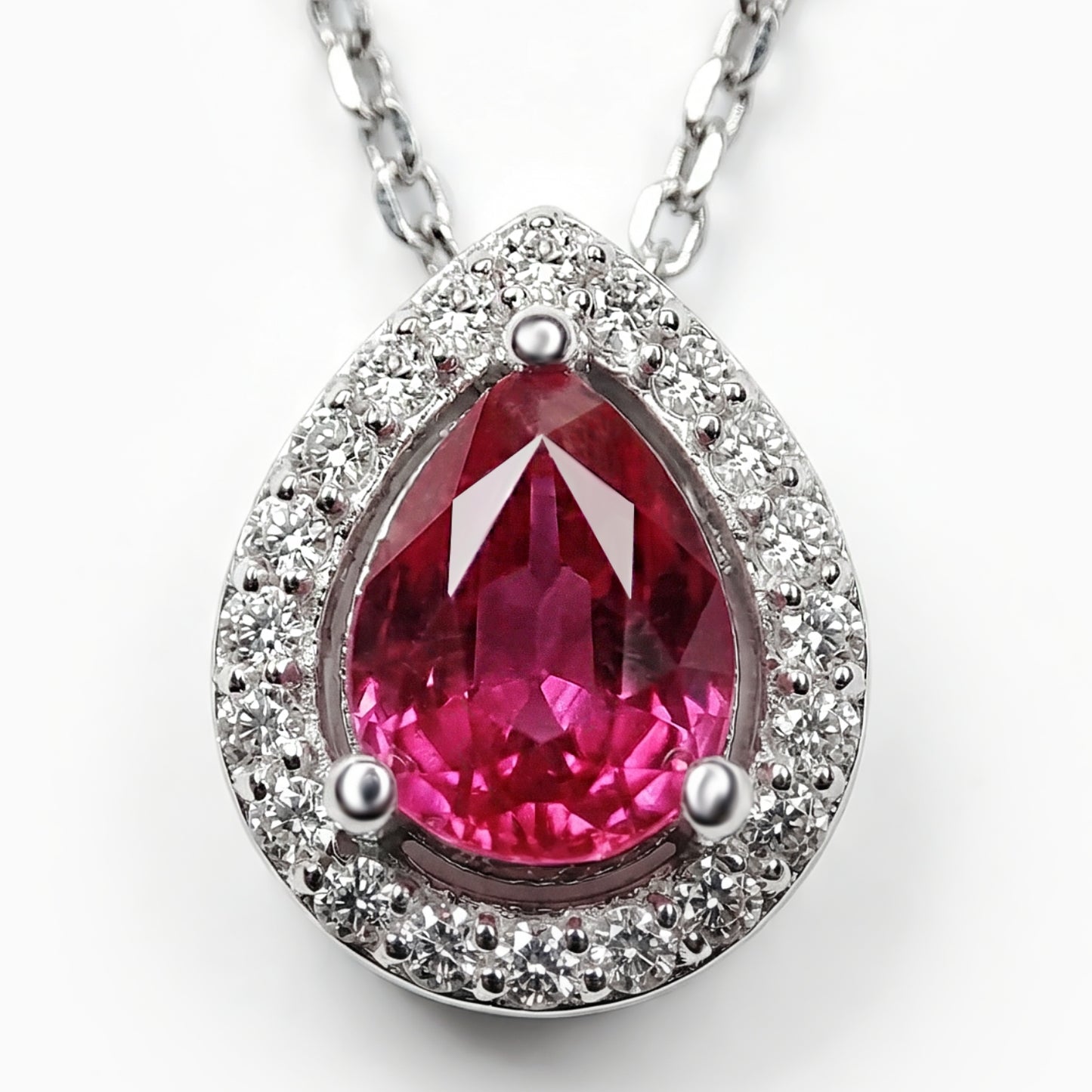 Pear Cut Ruby Necklace