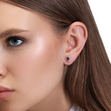 Oval Yakut ve Pırlanta Küpeler