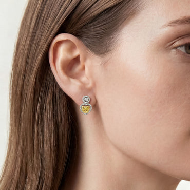 Fancy Intense Yellow Heart Shape Diamond Earrings