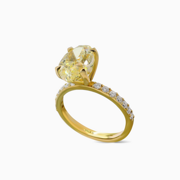 Fancy Intense Yellow Oval Shape Diamond Ring