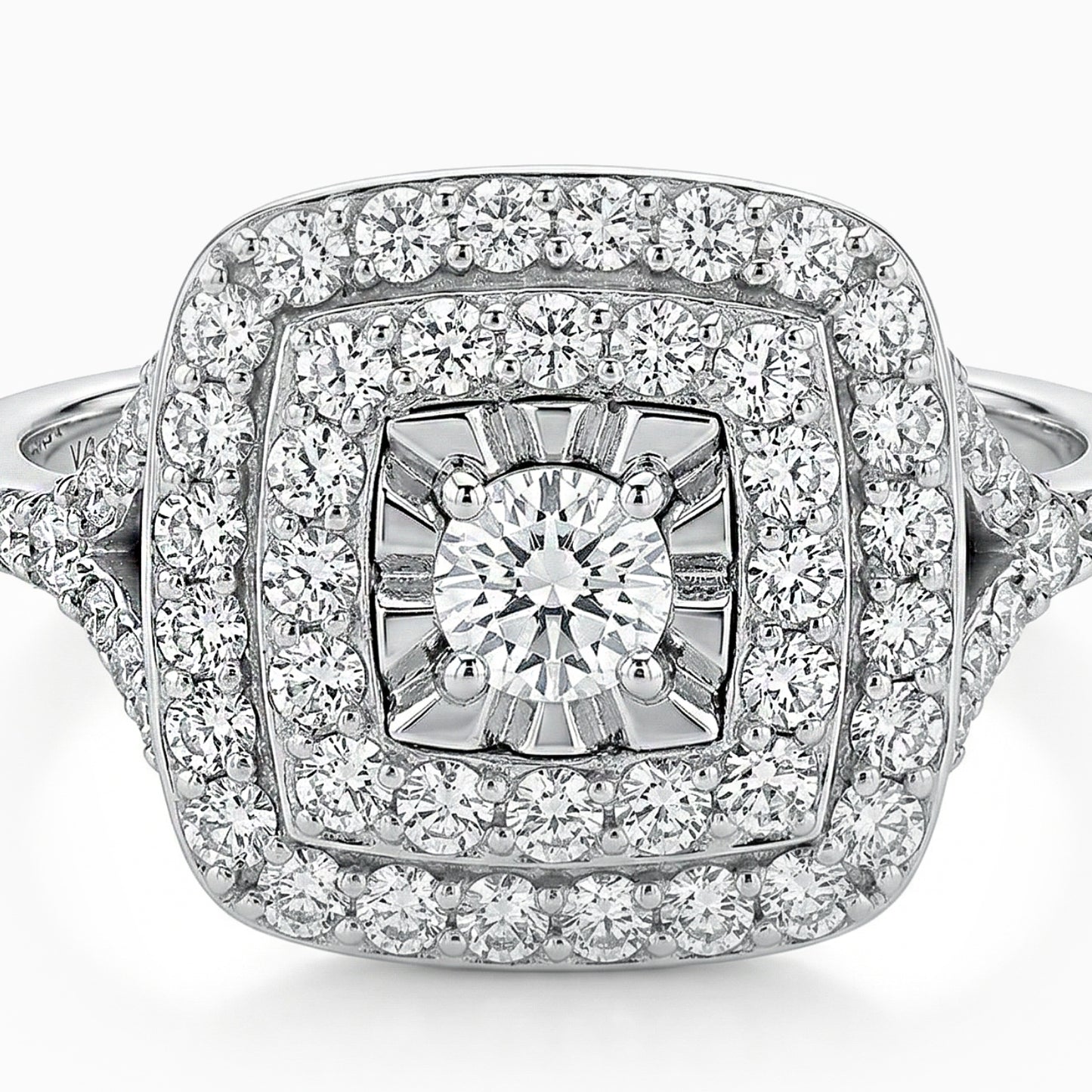Double Halo Baguette Ring