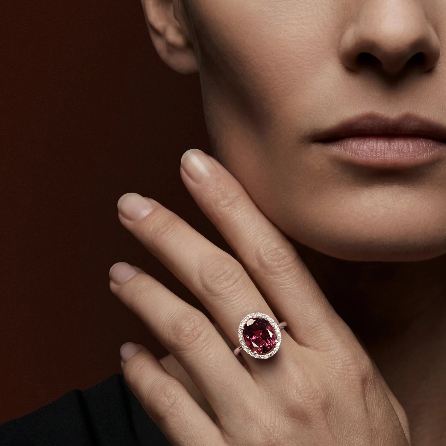 4.88 Carat Oval Cut Rubellite Ring
