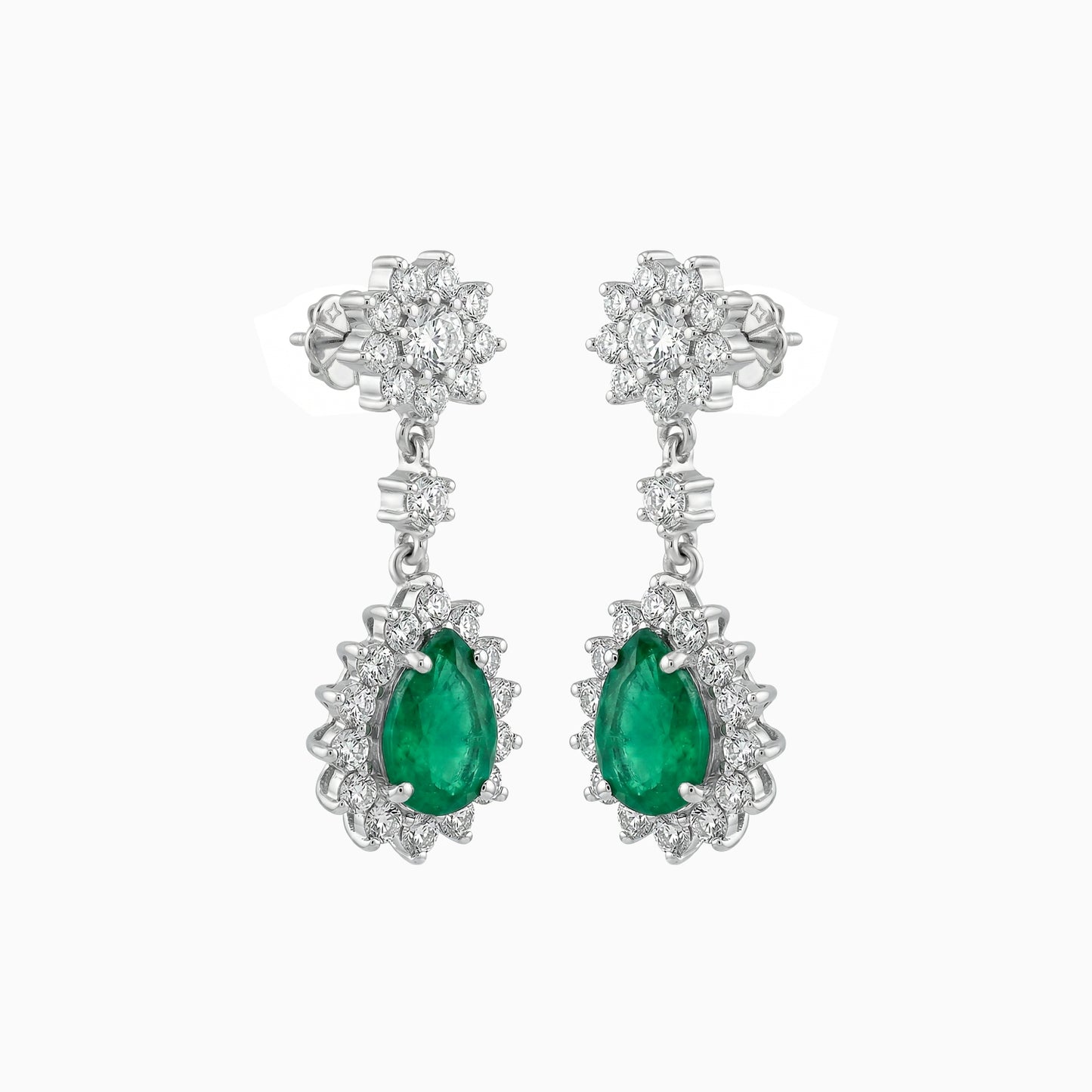 1.94 Carat Dangle Emerald Earrings