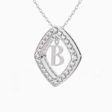 0.43ct B Letter Diamond Necklace