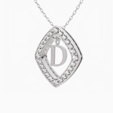 0.43ct D Letter Diamond Necklace