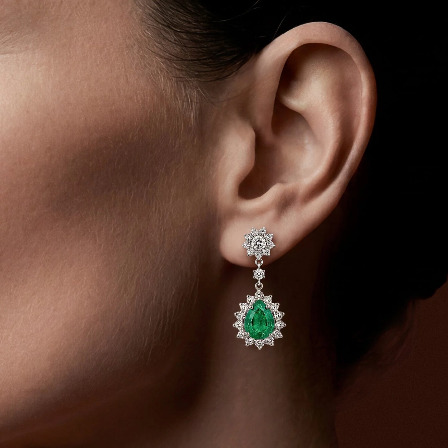 1.94 Carat Dangle Emerald Earrings