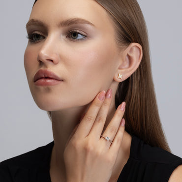 0.33ct Diamond Engagement Ring with Heart-Tipped Prongs